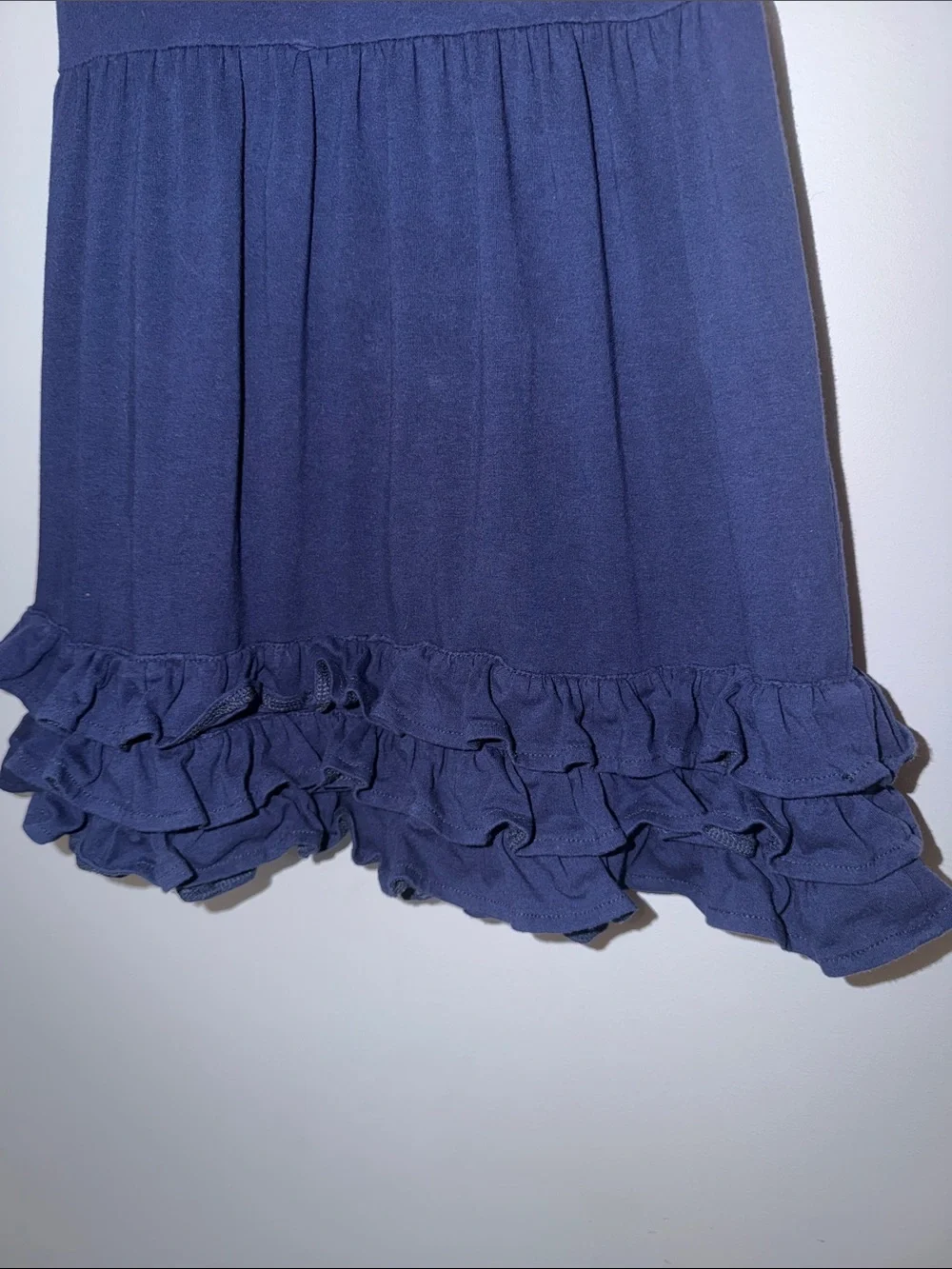 Stitchy Fish Girls Ruffle Tank Dress Size 3T Navy Blue Patriotic Flag Appliqué